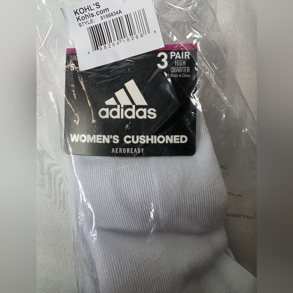 Adidas Bundle Of 6 Pair (2 Pkgs Of 3) Womens Cushioned Sport High Quarter Socks - Picture 4 of 5